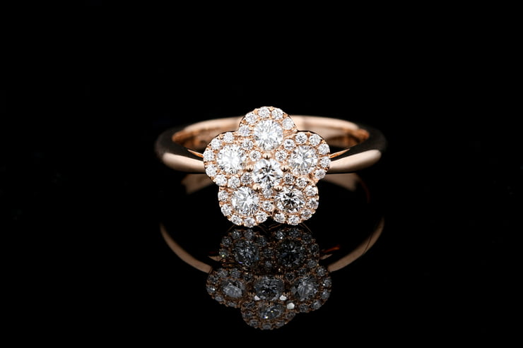 Pave' Rose Gold Flower Ring