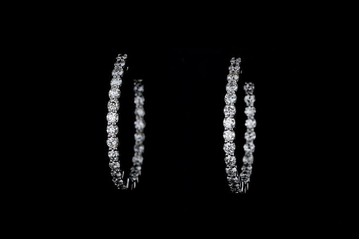 Diamond Hoop Earrings, Inside -Outside Pattern