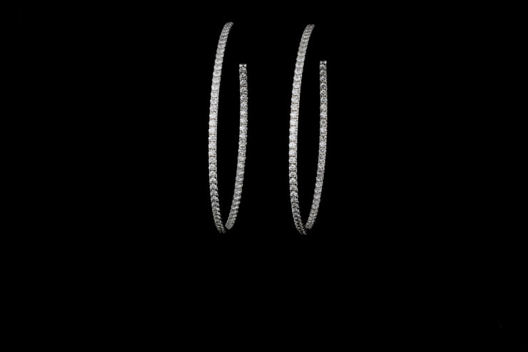 Inside and Outside Pave' Diamond Hoop Earrings