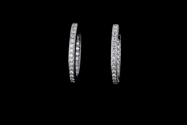 Oval Inside Out Diamond Earrings, 3-Sided