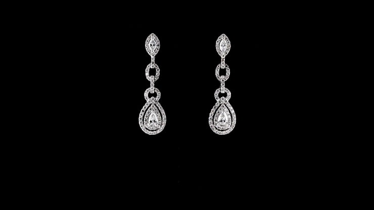 Double Halo Pear Shaped Earrings