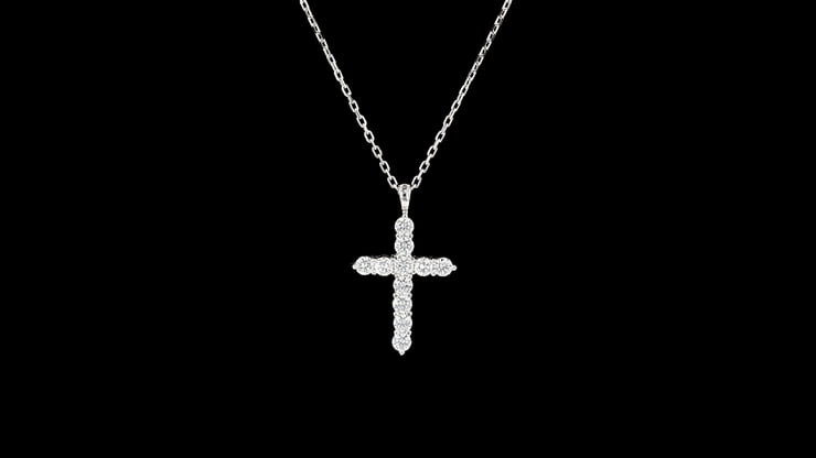 White Gold Large Diamond Cross