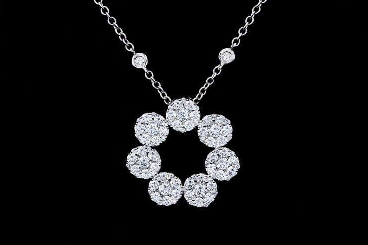 Open Circle Halo Diamond Necklace
