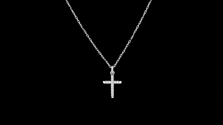 Small Pave' Set Diamond Cross