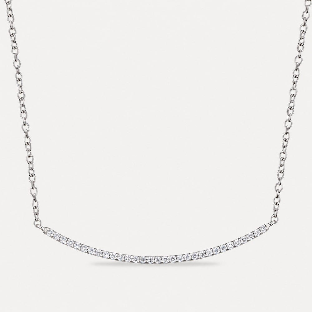 Curved Diamond Bar Necklace