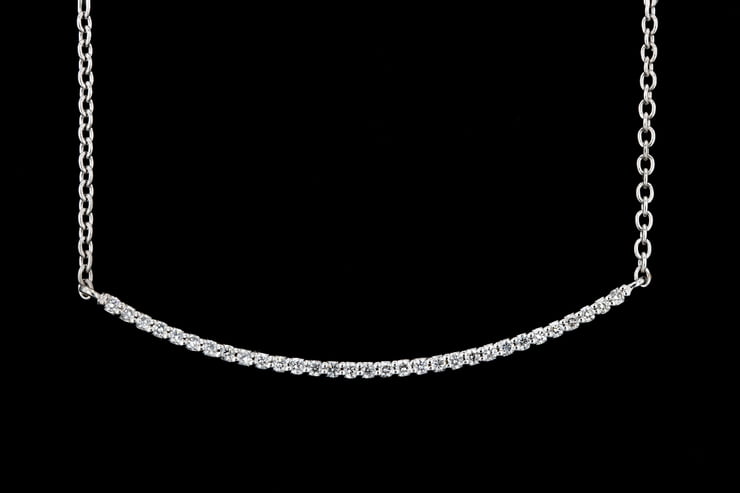 Curved Pave' Diamond Bar Necklace