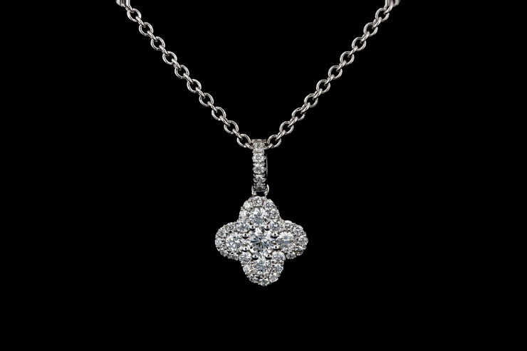 Small Pave' Diamond Clover Pendant