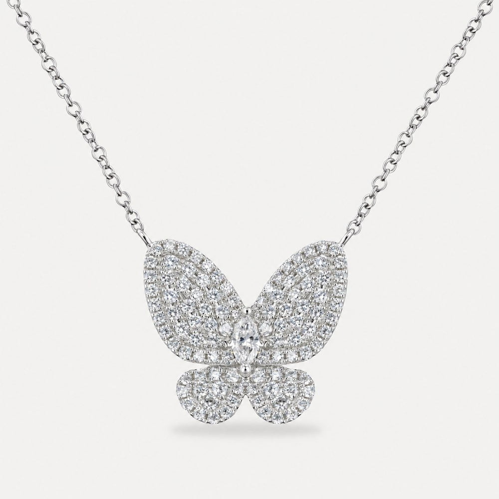 Pavé Diamond Butterfly Necklace
