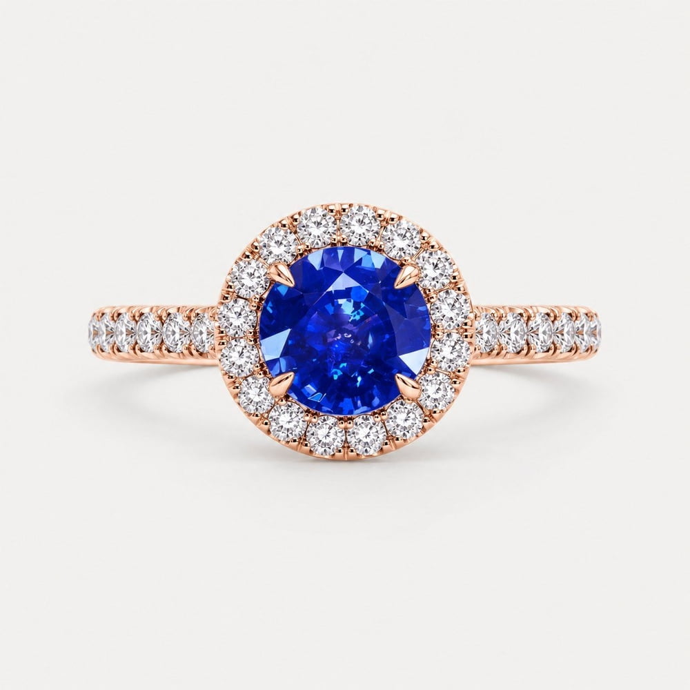 Blue Sapphire Halo Ring