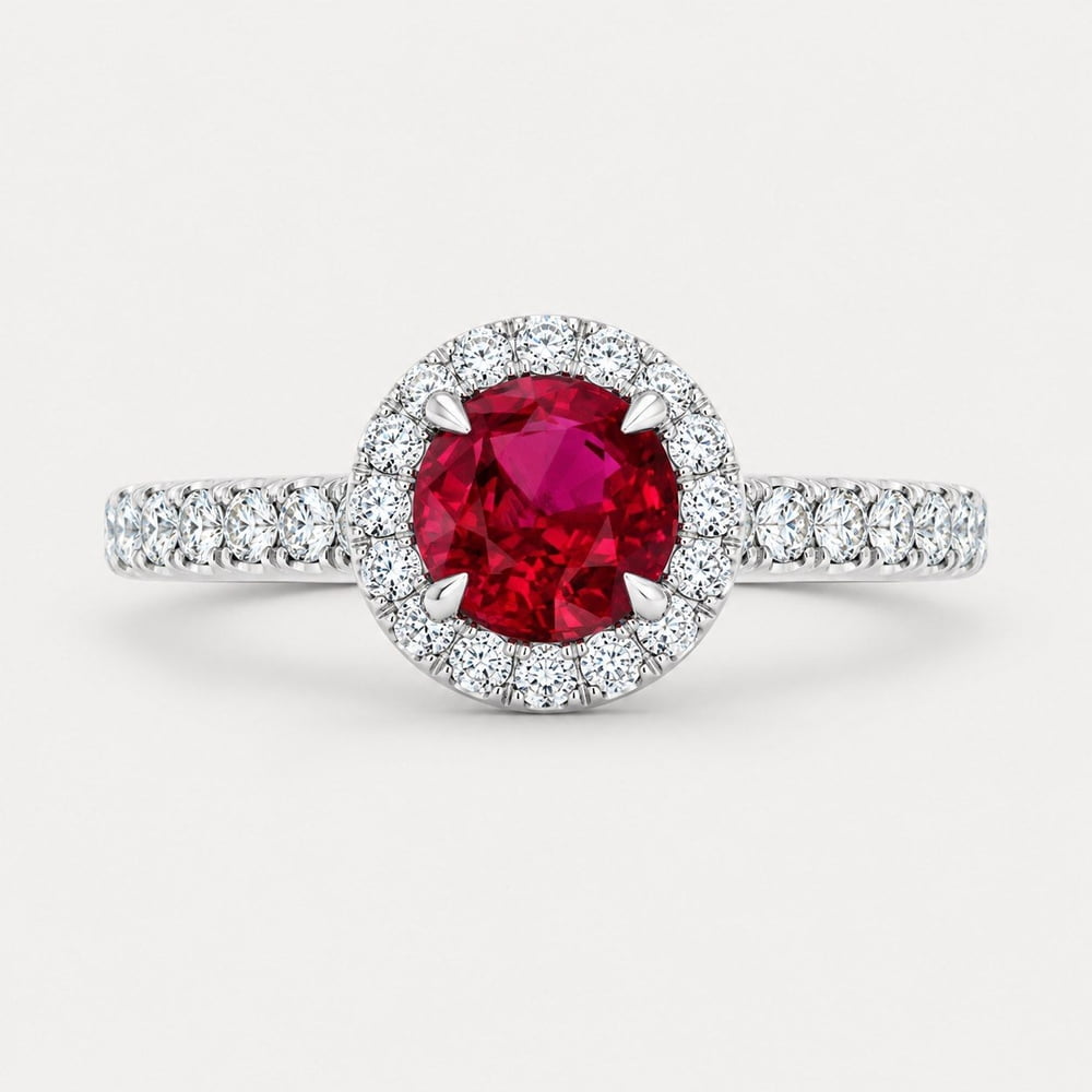 Burmese Ruby Halo Ring