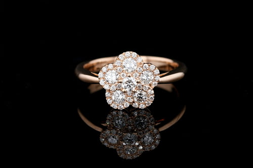 Rings Pave' Rose Gold Flower Ring