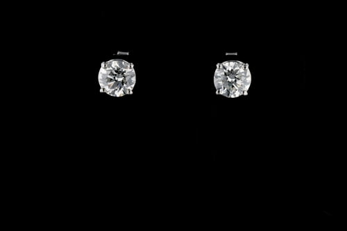 Round Diamond Stud Earrings, 1.8 CT Shown