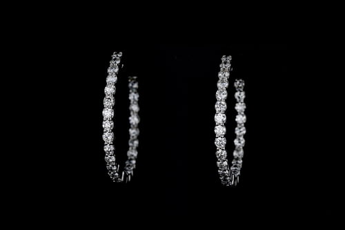 Diamond Hoop Earrings, Inside -Outside Pattern