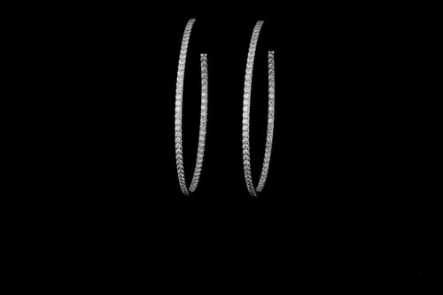 Earrings Inside and Outside Pave' Diamond Hoop Earrings