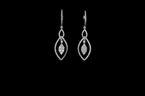 Dangling Diamond Earrings, Marquise Shaped