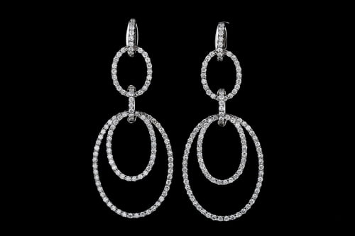 Earrings Oval Dangling Pave' Diamond Earrings