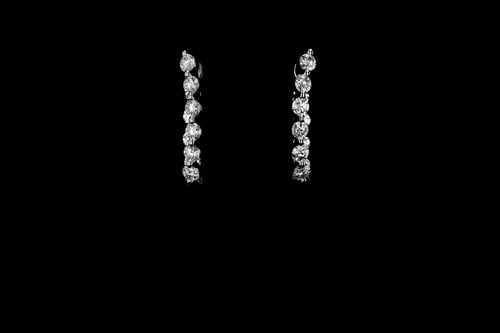 Earrings Inside Outside Diamond Hoop Earrings, Oval Shaped