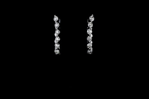 Inside Outside Diamond Hoop Earrings, Oval Shaped