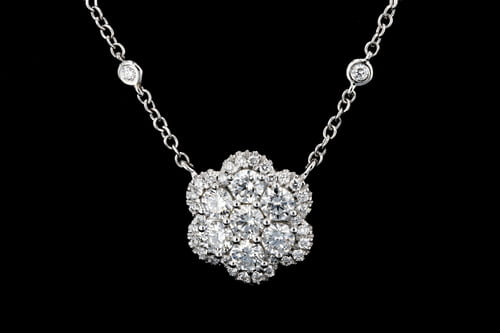 Necklaces Diamond Flower Pendant with White Gold Necklace