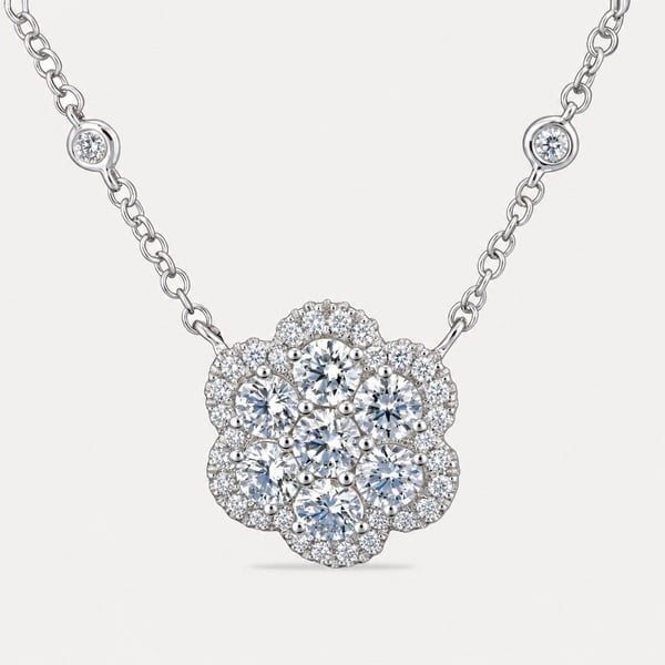 Diamond Flower Cluster Necklace