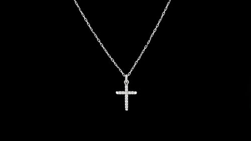 Necklaces Small Pave' Set Diamond Cross