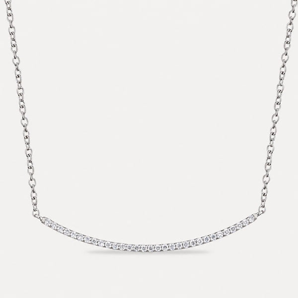 Curved Diamond Bar Necklace