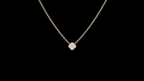 Small Round Pave' Clover Halo Pendant
