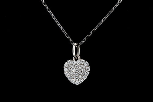 Pave' Set Diamond Heart Necklace