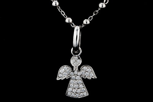 Necklaces White Gold Pave' Angel Pendant