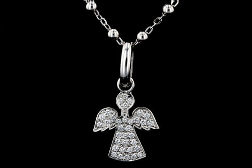 White Gold Pave' Angel Pendant