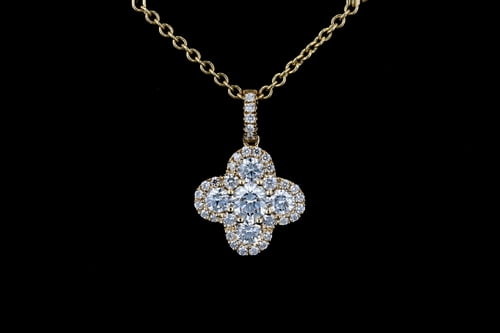Necklaces Large Round Pave' Clover Halo Pendant