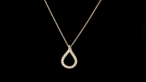 Necklaces Pear Shaped Pave' Diamond Pendant, Yellow Gold Chain