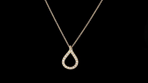 Pear Shaped Pave' Diamond Pendant, Yellow Gold Chain