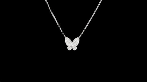 Necklaces Small Pave' Set Diamond Butterfly Pendant