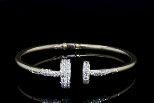 Pave' Diamond Disc Cuff Bangle