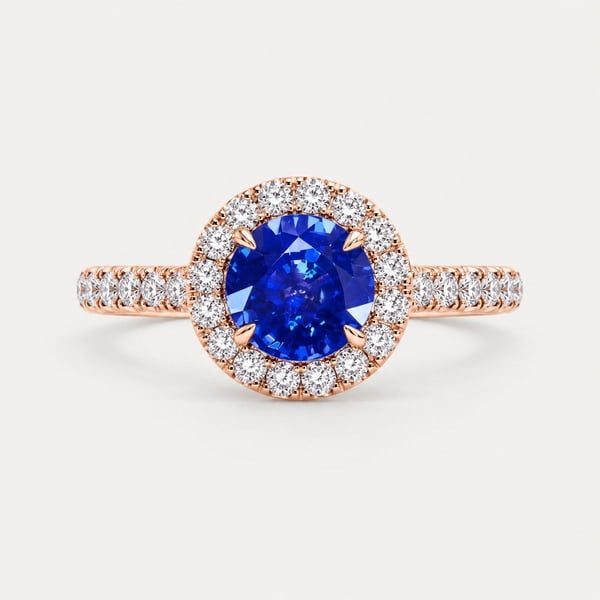 Blue Sapphire Halo Ring