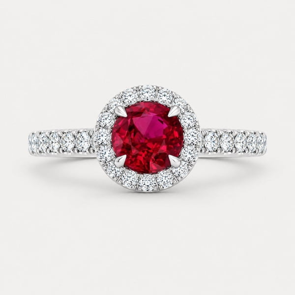 Burmese Ruby Halo Ring