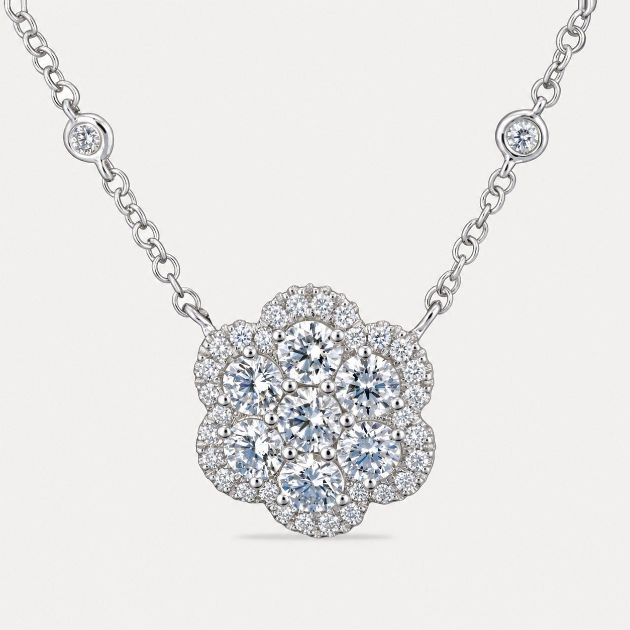 Diamond Flower Cluster Necklace