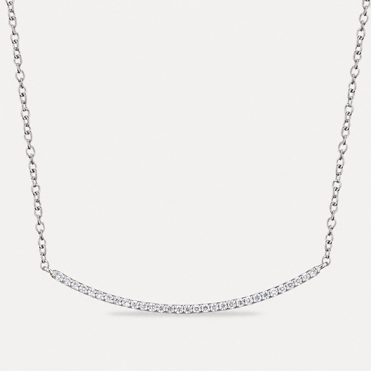 Curved Diamond Bar Necklace