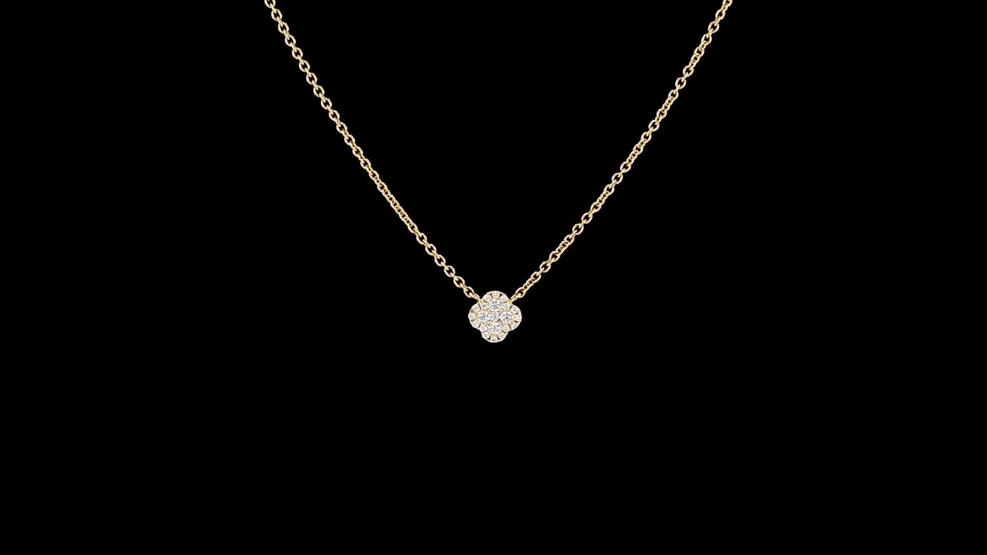 Pave diamond clover necklace