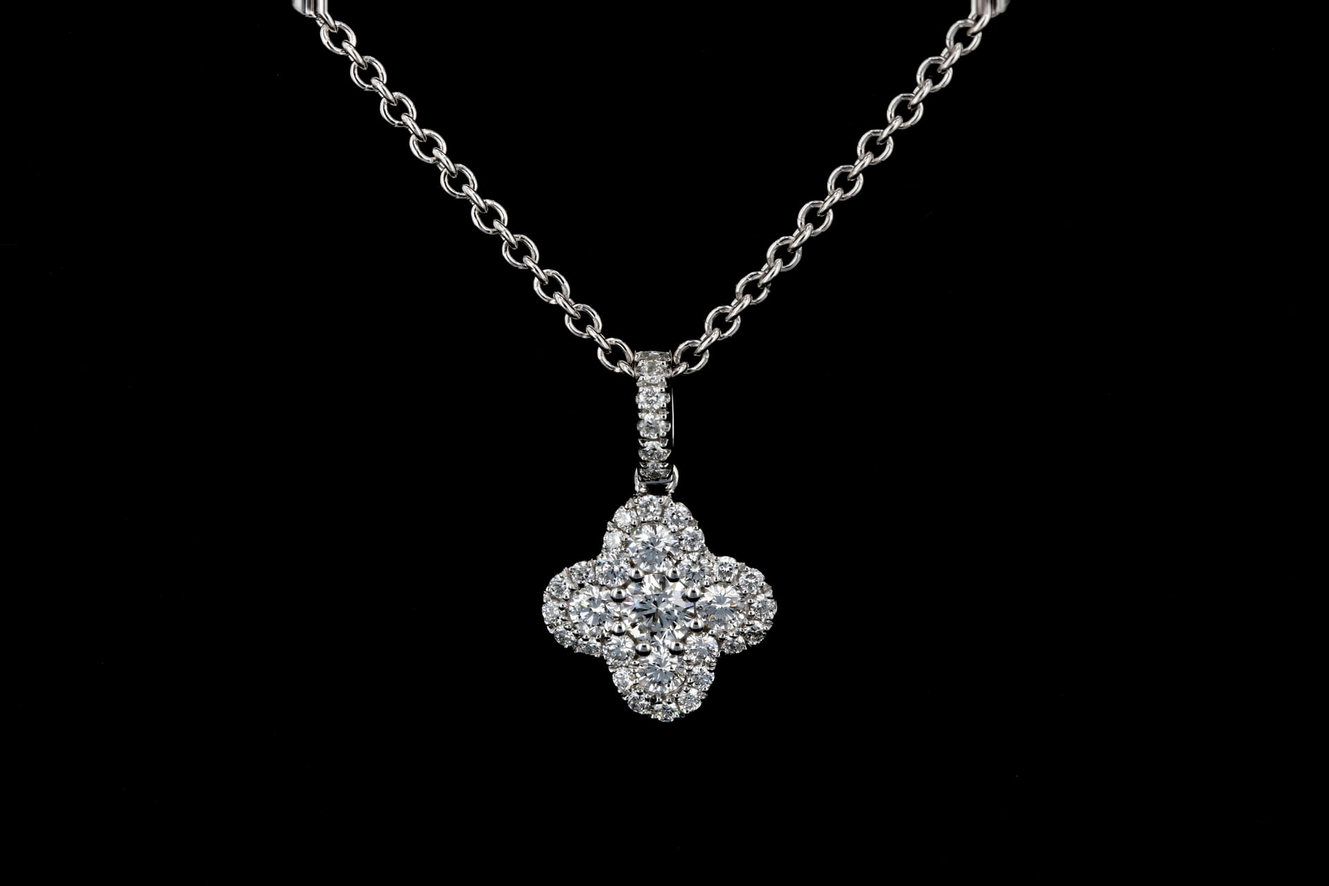 Clover Diamond Pendant with Gold Necklace