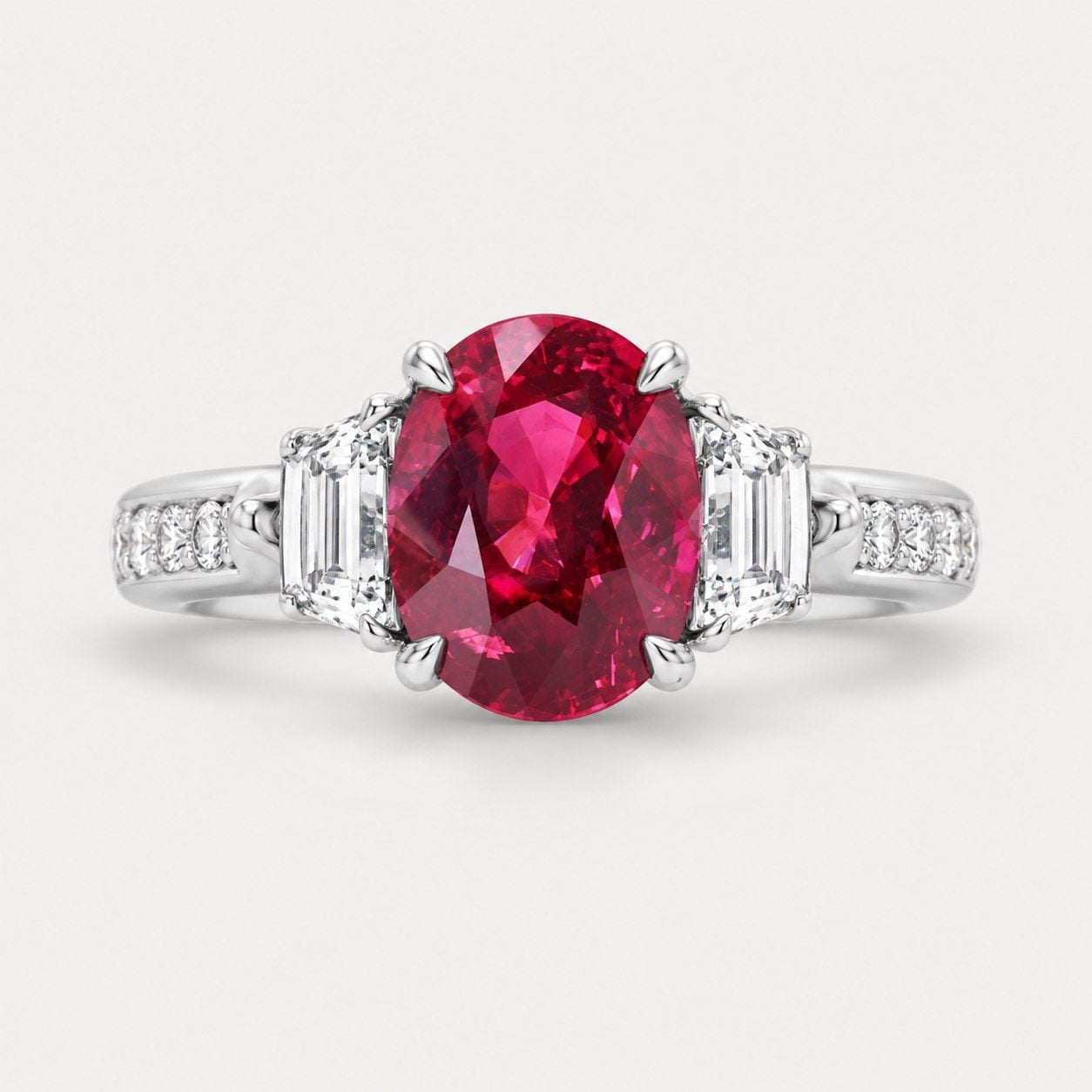 Burmese Ruby Three-Stone Ring