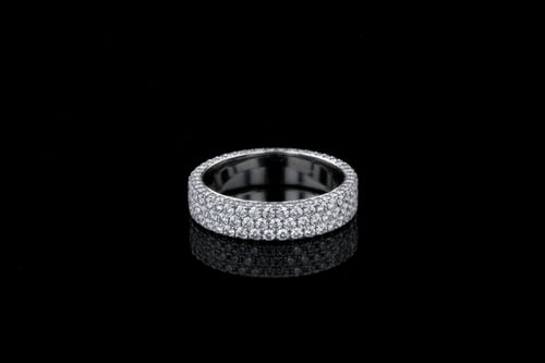 3 Sided 3 Row Pave’ Diamond Band