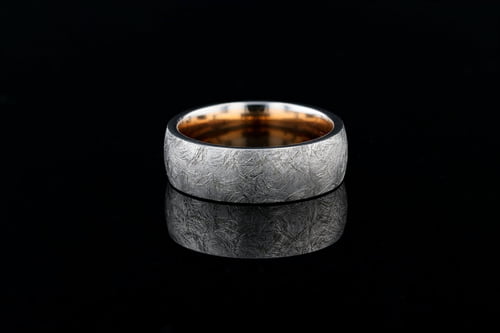 18k White Gold Low Dome Band, Bark Finish