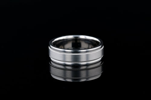 7mm Wide Band, Matte Center, Milgrain Edges