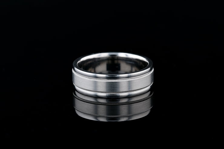 7mm Wide Band, Matte Center, Milgrain Edges