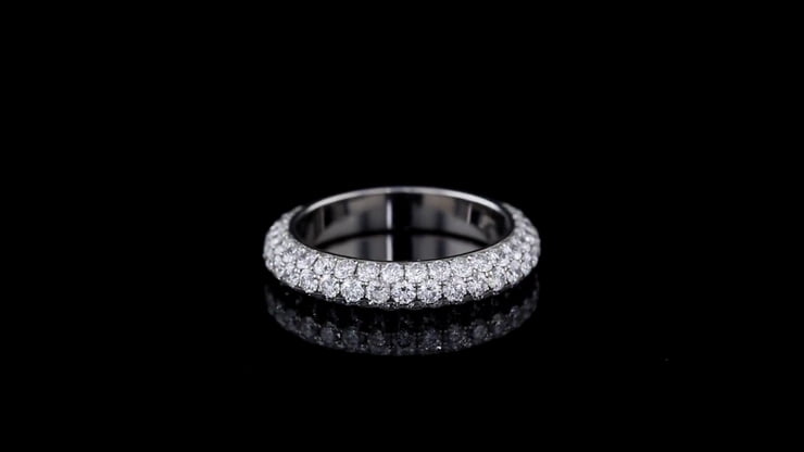 Three Row Domed Pave Eternity Band Set in Platinum