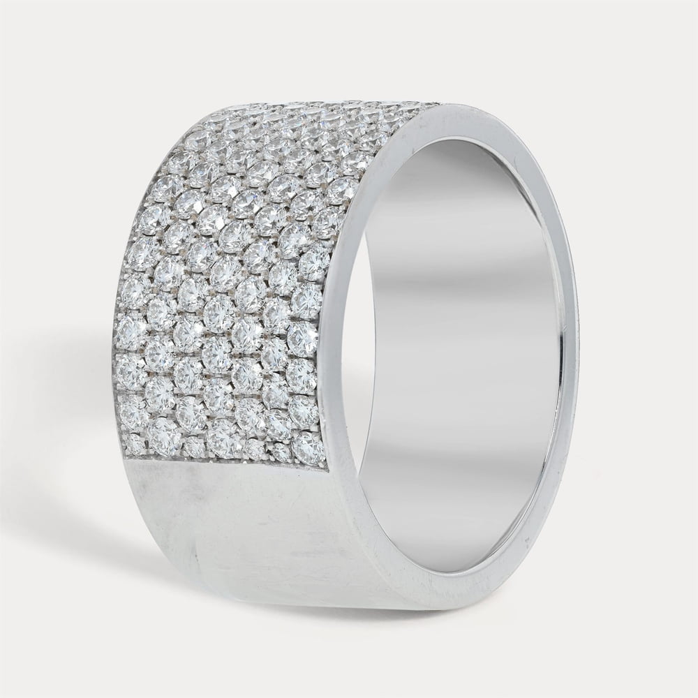 Seven Row Pavé Set Round Diamond Band
