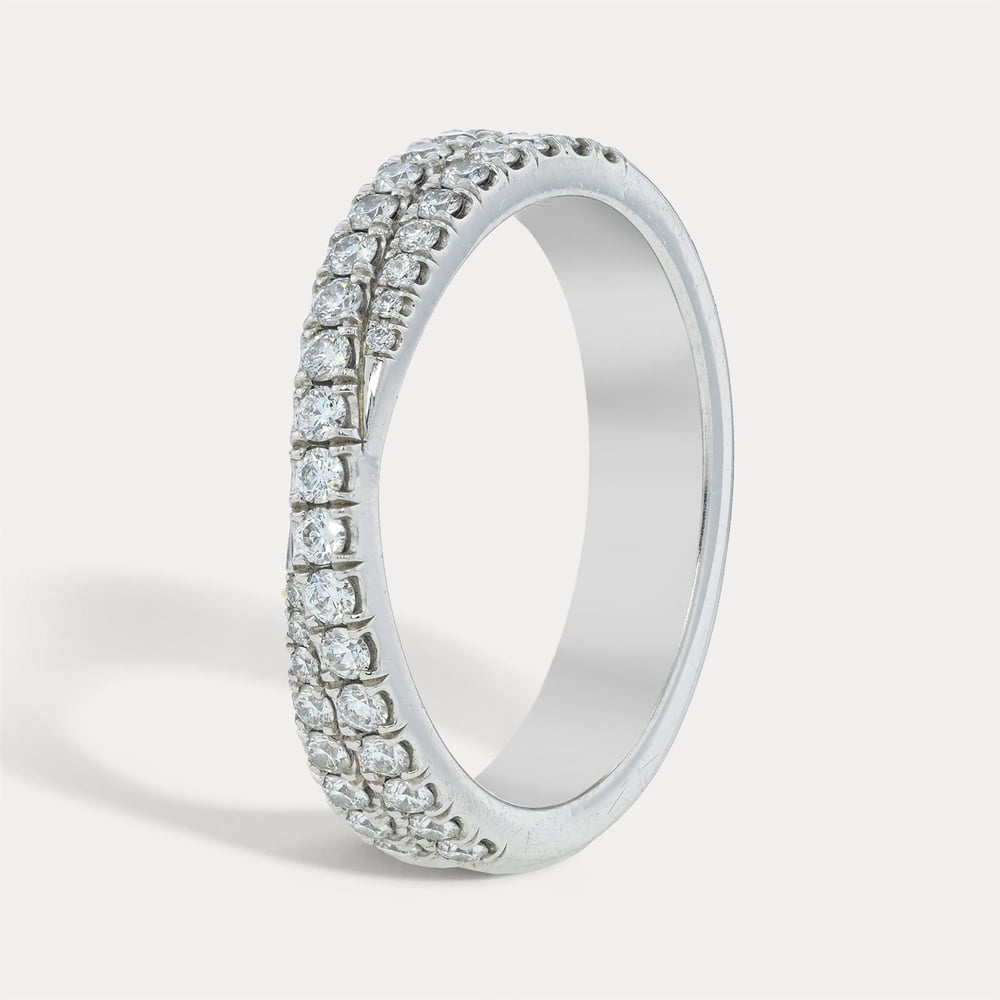 Two Row Embrace Pavé Set Round Diamond Band