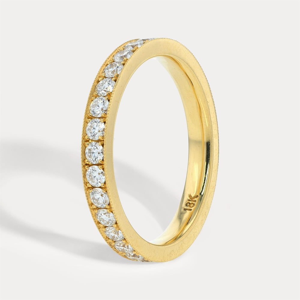 Gold Round Eternity Band Pavé Set with Brite Cut Edges
